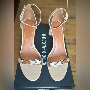 Coach Women's Beige Block Heel Sandals